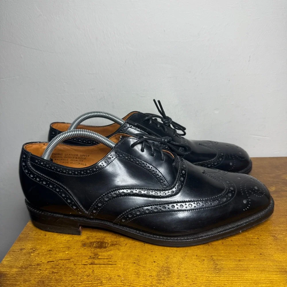 Stuart McGuire Wingtip Oxford Dress Shoes Mens Size 10 3E Wide Black Ortho Vent